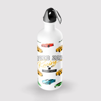 Botella aluminio 400 ml con nombre y diseño de coches racing Botella aluminio 400 ml con nombre y diseño de coches racing