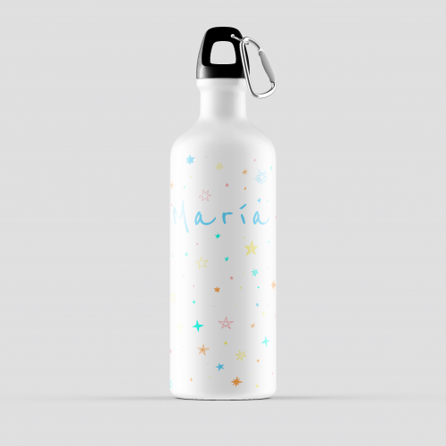 Botella aluminio 400 ml con nombre y diseño de estrellas