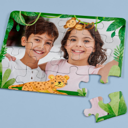 Puzzle infantil personalizado de 12 piezas con marco de selva