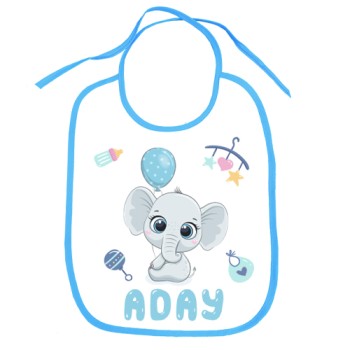 Babero Personalizado Azul Elefante
