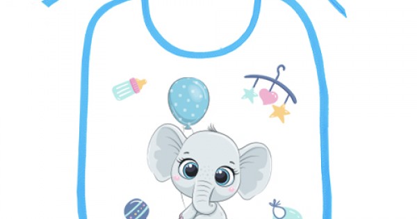 Babero Personalizado De Elefante Para Bebe Nene Interactivo Con Doble  Cierre. Ideal Para Regalo De Baby Shower. Canastilla 