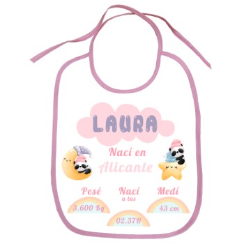 Babero Personalizado Rosa Nacimiento