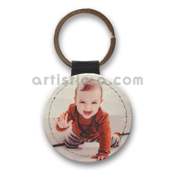 Llavero circular simil cuero personalizado