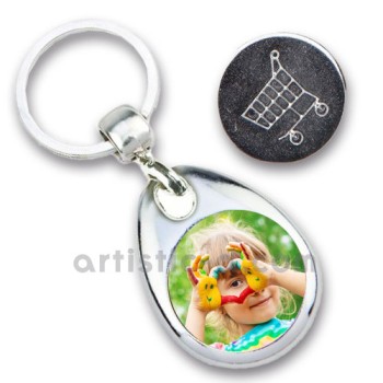 Llavero met&aacute;lico con moneda personalizado