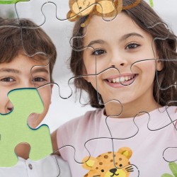 Puzzle infantil personalizado de 12 piezas con marco de selva