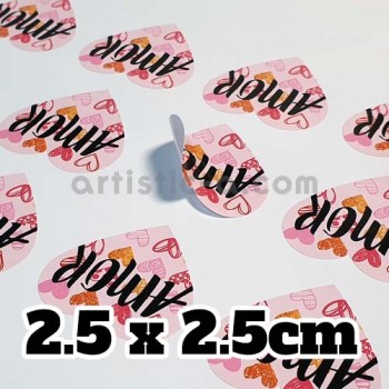 100 pegatinas con forma de corazón de 2'5x2'5cm 100 pegatinas con forma de corazón de 2'5x2'5cm