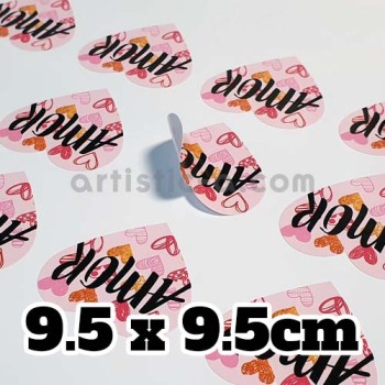 100 pegatinas con forma de corazón de 9'5x9'5cm 100 pegatinas con forma de corazón de 9'5x9'5cm