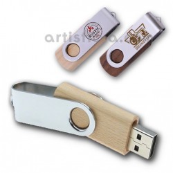 Pendrive madera con chapa giratoria