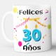 taza blanca Felices 30 años Taza Personalizada Felices 30