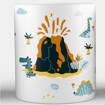 Taza infantil con nombre y dinosaurios