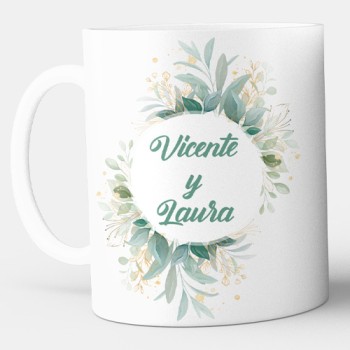 Taza Personalizada Boda Hojas