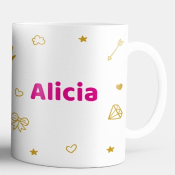 Taza infantil con nombre y princesa rosa