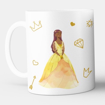 Taza infantil con nombre y princesa amarilla