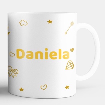 Taza infantil con nombre y princesa amarilla