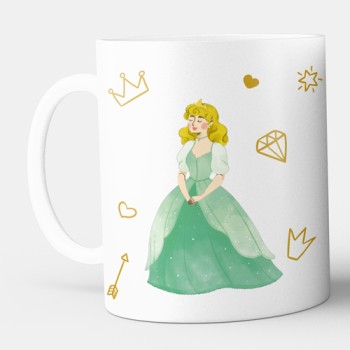 Taza infantil con nombre y princesa verde