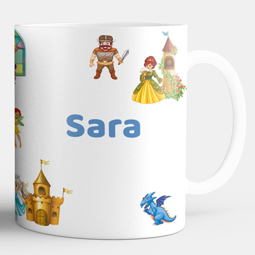 taza personalizada infantil princesas y dragones Taza de plástico personalizada Princesas y Dragones