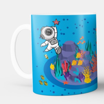 Taza infantil con nombre y submarino