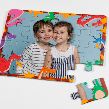 Puzzle personalizado infantil con marco de dragones