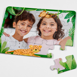 Puzzle infantil personalizado de 12 piezas con marco de selva