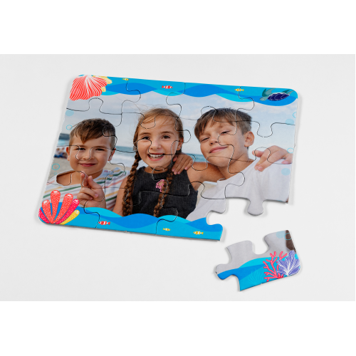 Puzzle infantil personalizado de 12 piezas con marco de mar