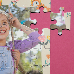 Puzzle Infantil Personalizado  de 30 piezas con marco de flores y caja