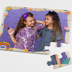 Puzzle infantil personalizado de 12 piezas con marco de flores