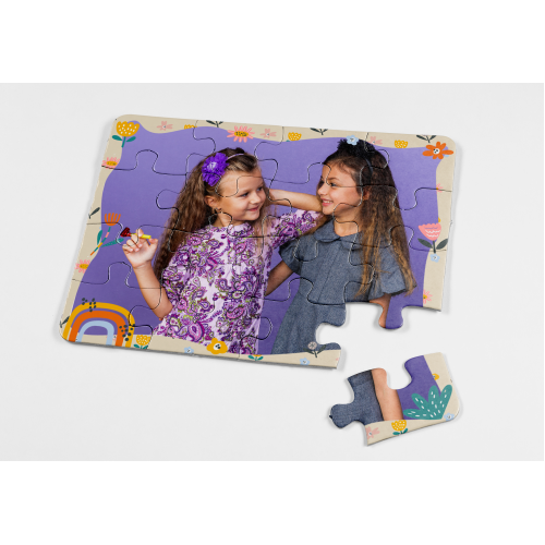 Puzzle infantil personalizado de 12 piezas con marco de flores