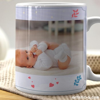 Taza Personalizada Bautizo azul con caliz y foto Taza Personalizada Bautizo azul con caliz y foto