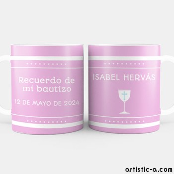 Taza Personalizada Bautizo elegante rosa