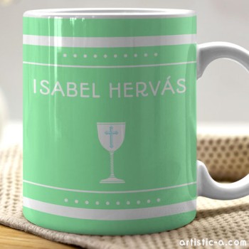 Taza Personalizada Bautizo elegante verde Taza Personalizada Bautizo elegante verde
