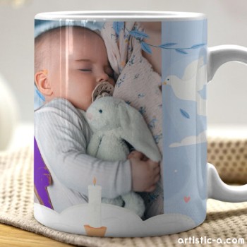 Taza Personalizada Bautizo azul con foto Taza Personalizada Bautizo azul con foto