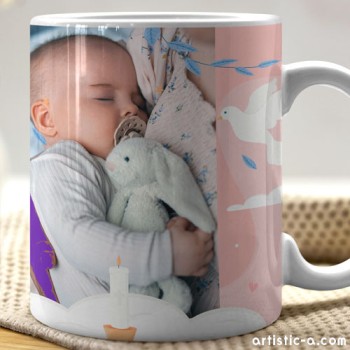 Taza Personalizada Bautizo rojo con foto Taza Personalizada Bautizo rojo con foto