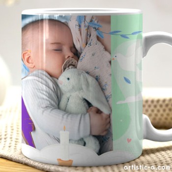 Taza Personalizada Bautizo verde con foto Taza Personalizada Bautizo verde con foto