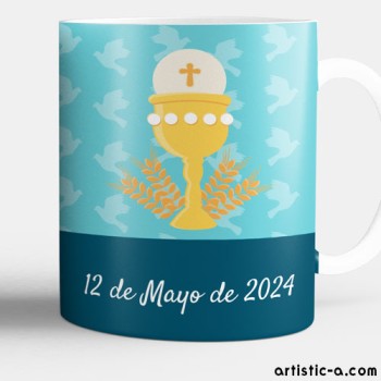Taza Personalizada Comunión Cáliz Azul Taza Personalizada Comunión Cáliz Azul
