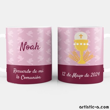 Taza Personalizada Comuni&oacute;n C&aacute;liz Granate