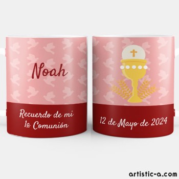 Taza Personalizada Comuni&oacute;n C&aacute;liz Rojo