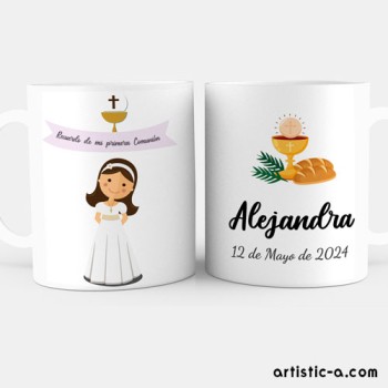 Taza Personalizada Comunión Niña, Cáliz y Pan Taza Personalizada Comunión Niña, Cáliz y Pan