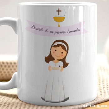 Taza Personalizada Comunión Niña, Cáliz y Pan Taza Personalizada Comunión Niña, Cáliz y Pan