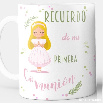 Taza Personalizada Comunión Niña Rubia Taza Personalizada Comunión Niña Rubia