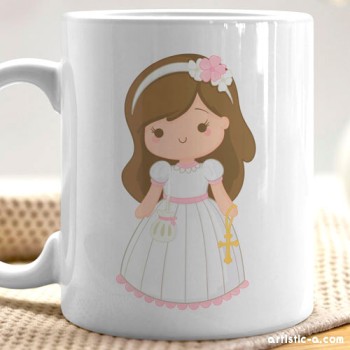 Taza Personalizada Comunión Niño, Cáliz y Palomas Taza Personalizada Comunión Niño, Cáliz y Palomas