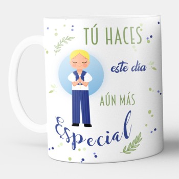 Taza Personalizada Comuni&oacute;n Ni&ntilde;o Rubio