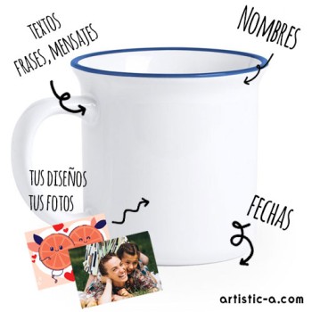 Taza borde de color con tu dise&ntilde;o