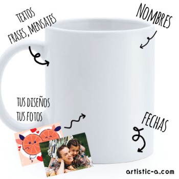 Taza blanca mate con tu diseño