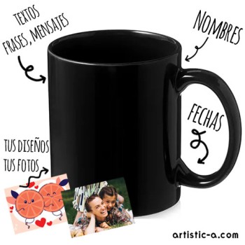 Taza negra con tu diseño