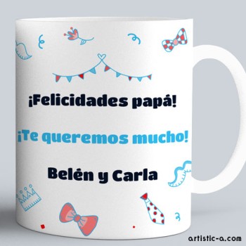 Taza personalizada Feliz d&iacute;a del padre doodles