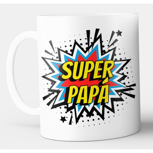 taza personalizada para el día del padre titulada Super Papá