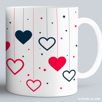 Taza Corazones colgantes