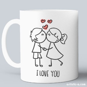 Taza Mu&ntilde;ecos besandose