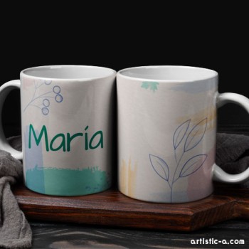 Taza con tu nombre y diseño floral Taza con tu nombre y diseño floral