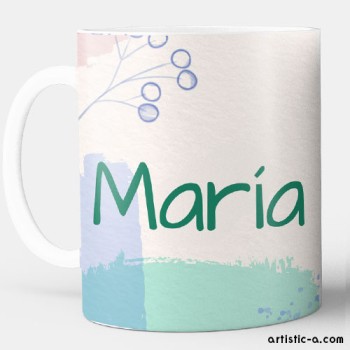 Taza con tu nombre y dise&ntilde;o floral
